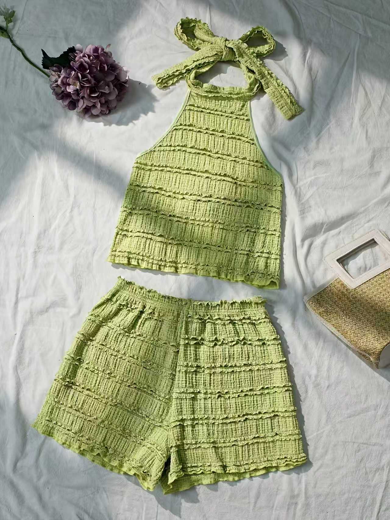 Lace Trim Cami - Ensemble haut et short de plage
