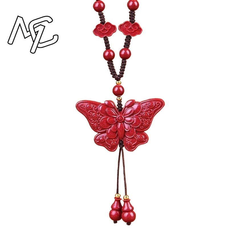 Women'S Fashion Jewellery - Collier pendentif papillon en Jade cinabre