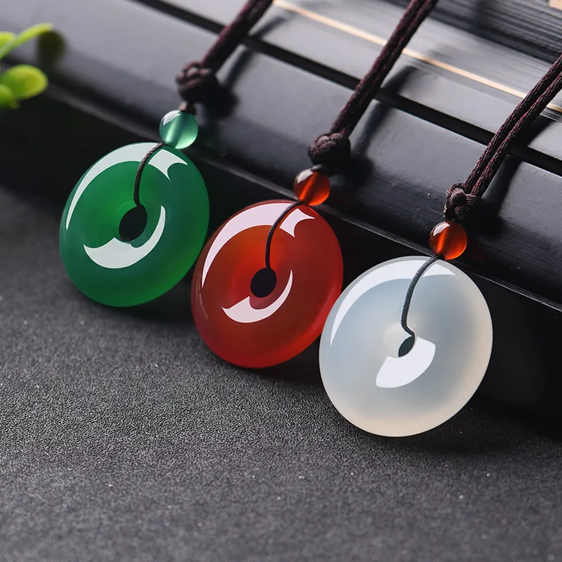 Women'S Fashion Jewellery - Pendentif beignet en Jade multicolore naturel,