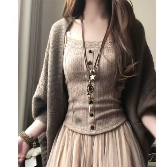 Ensemble 3 pièces élégant coré - Lace Trim Cami avis et prix