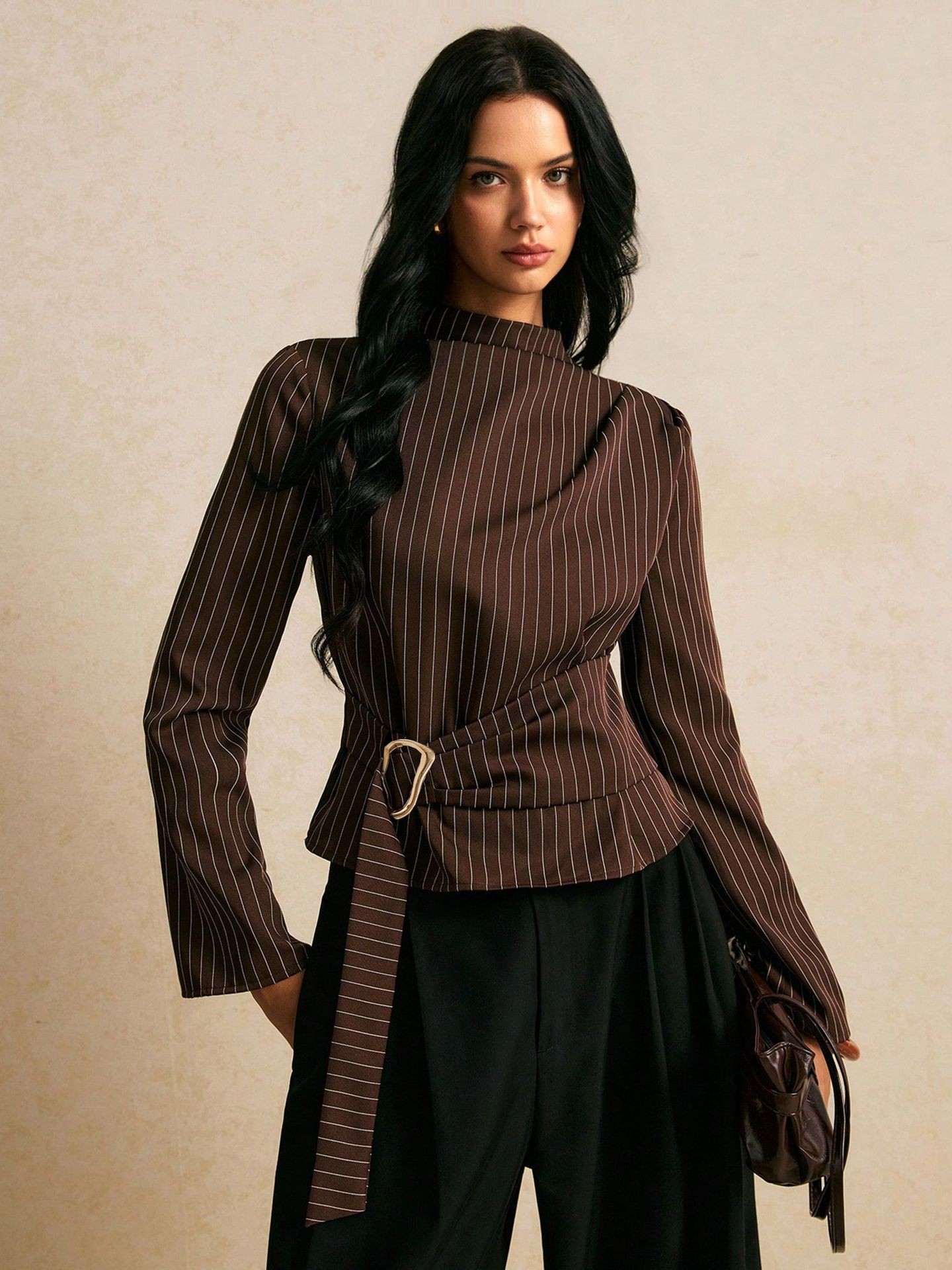 Haut à manches bouffantes, tai - Women Fashion Necktie avis et prix