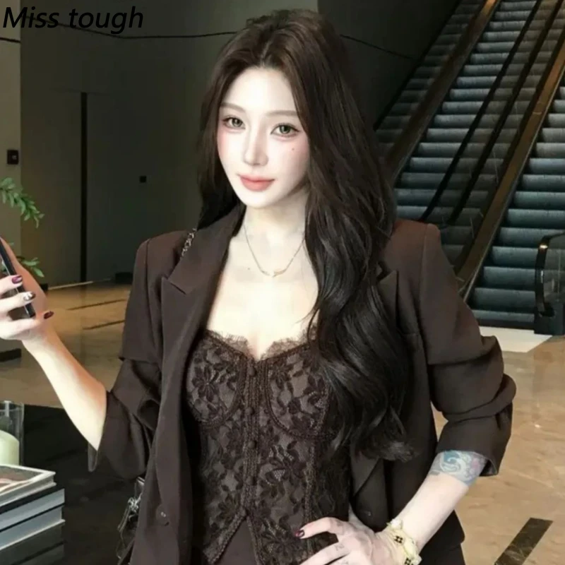 Ensemble élégant vintage 3 piè - Lace Trim Cami avis et prix