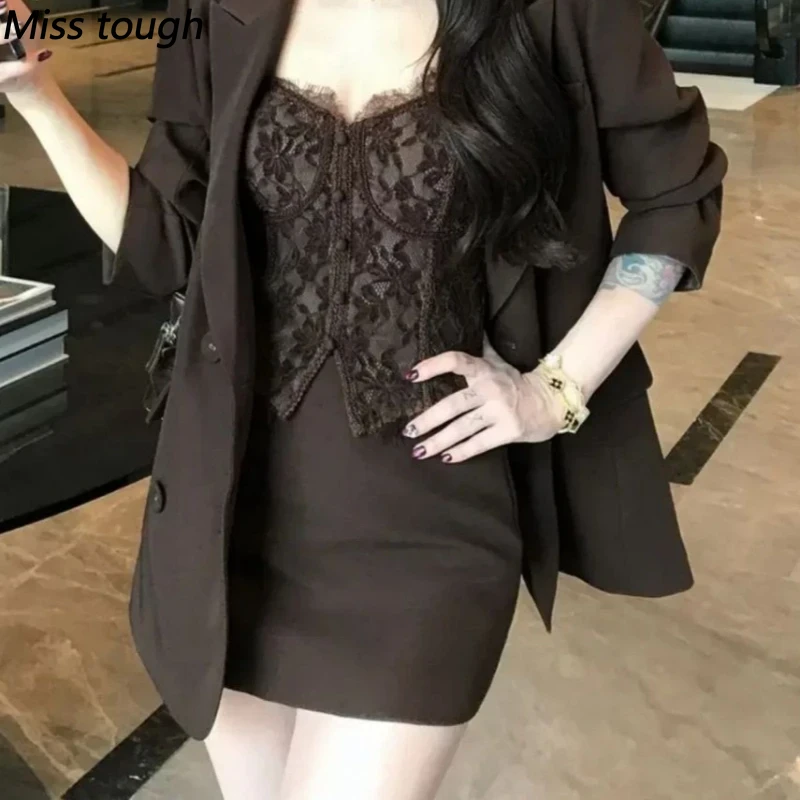 Ensemble élégant vintage 3 piè - Lace Trim Cami avis et prix