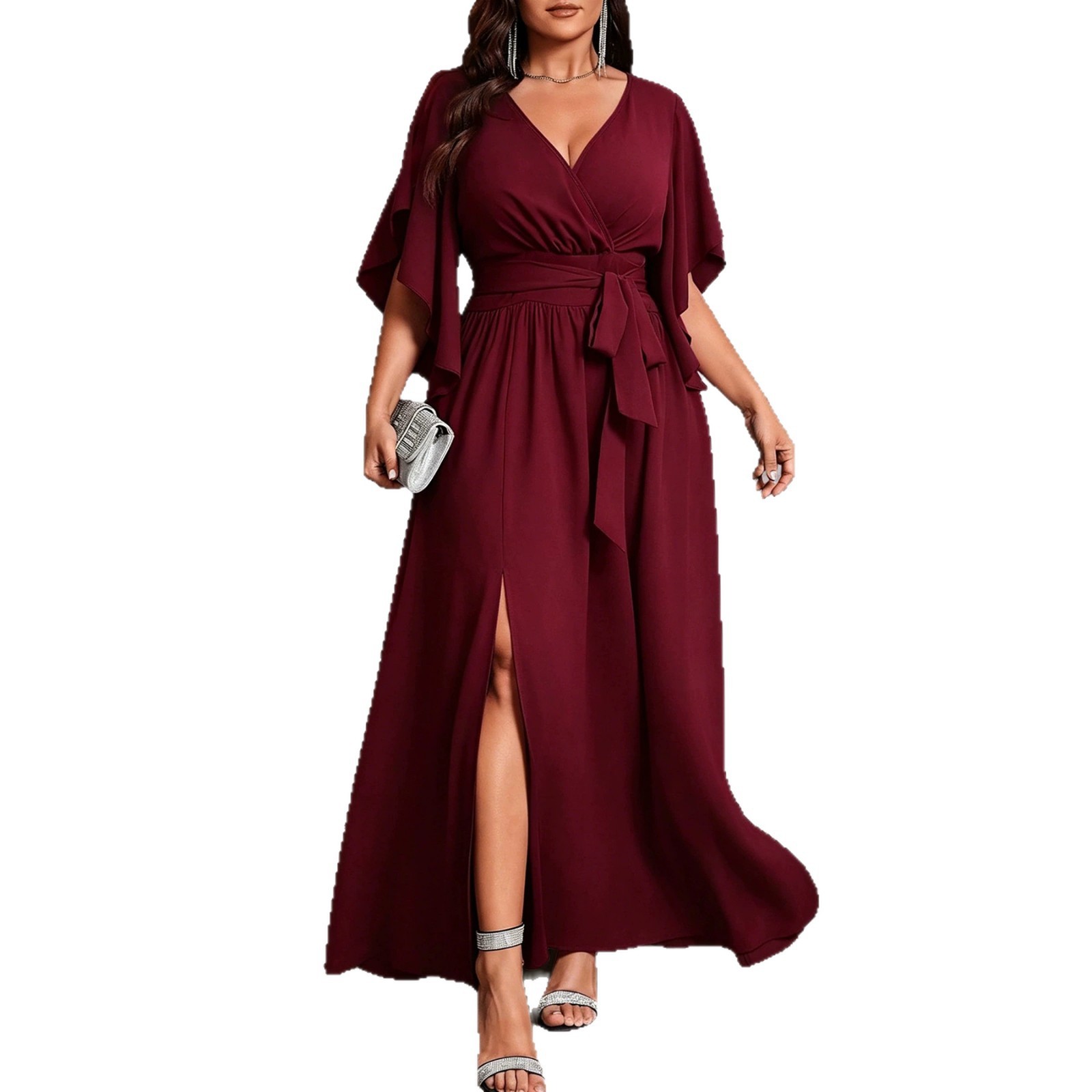 Robe élégante à col en V et ma - Women Fashion Necktie avis et prix