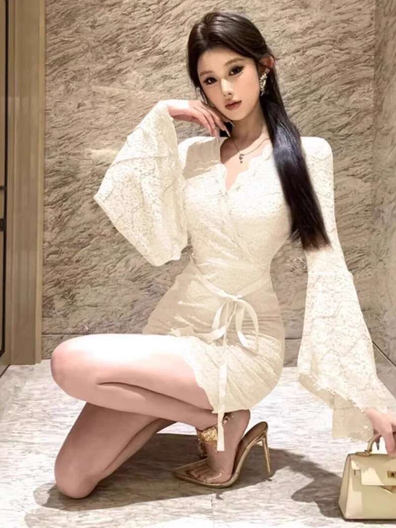 Robe Sexy en dentelle à manche - Women Fashion Dress Names avis et prix